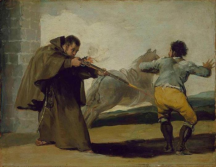 Francisco de Goya Friar Pedro Shoots El Maragato as His Horse Runs Off oil painting image